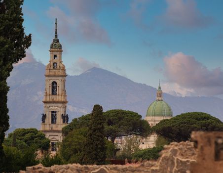 Details of the Ancient city of Pompeii destroyed by volcano of Vesuvius