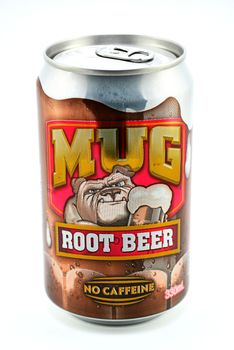 MANILA, PH - JULY 10 - Mug root beer softdrink can on July 10, 2020 in Manila, Philippines.