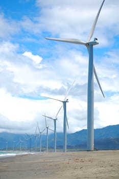 Bangui Wind Farm windmills in Ilocos Norte, Philippines