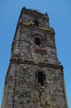 ILOCOS NORTE, PH - APR. 10: San Agustin Church of Paoay bell tower facade on April 10, 2009 in Marcos avenue, Paoay, Ilocos Norte, Philippines.