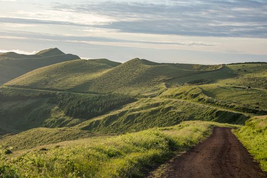 Walk on the Azores archipelago. Discovery of the island of sao jorge, Azores. Portugal , Velas