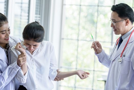 Patient has afraid and scary of syringe and needle.