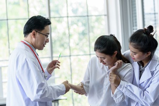 Patient has afraid and scary of syringe and needle.