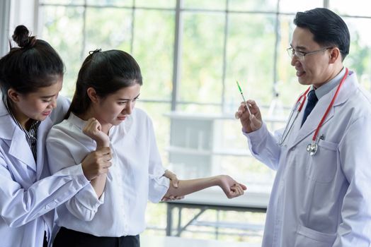 Patient has afraid and scary of syringe and needle.