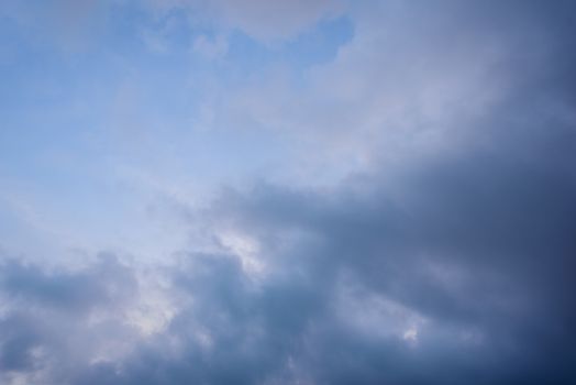 The nature of blue sky with dark cloudy in the morning.