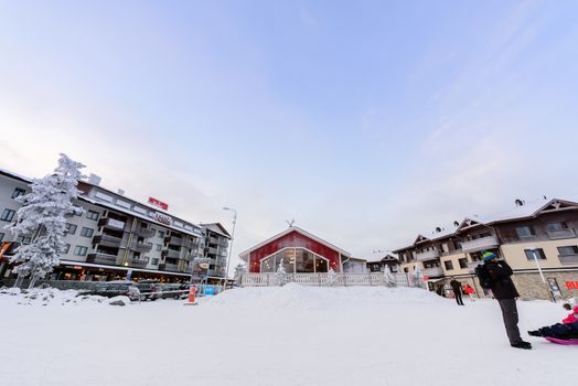 Editorial: Rukatunturi, Finland, 28th December 2018. Rukatunturi ski jumping hill at Ruka ski in winter season at Rukatunturi, Finland.