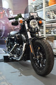 PASIG, PH - MAR. 7: Harley Davidson 2020 Sportster Forty-Eight motorcycle at 2nd Ride Ph on March 7, 2020 in Pasig, Philippines. Ride Ph is a motorcycle exhibit in the Philippines.