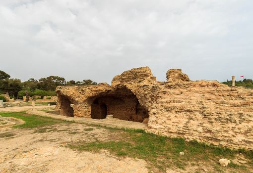 Ancient ruins of baths at tunisia, Carthage. Anthony terms.