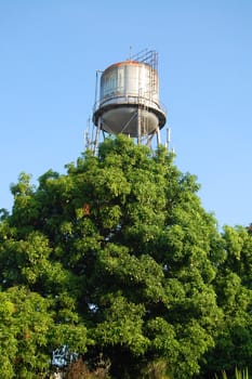 RIZAL, PH - OCT. 15: Meralco Development Center (MMLDC) water tank tower on October 15, 2015 in Sumulong Highway, Antipolo, Rizal, Philippines. MMLDC helps and offers visitors facilities, rooms, gardens and an aviary.