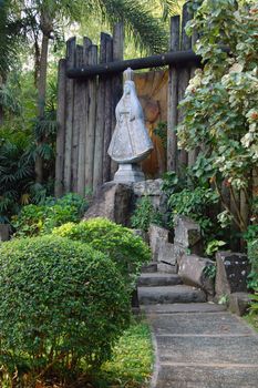 RIZAL, PH - OCT. 15: Meralco Development Center (MMLDC) statue of Mary on October 15, 2015 in Sumulong Highway, Antipolo, Rizal, Philippines. MMLDC helps and offers visitors facilities, rooms, gardens and an aviary.