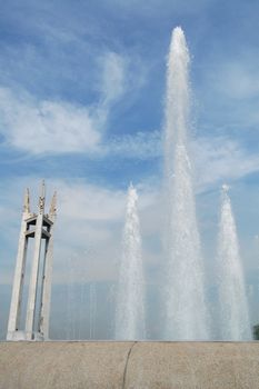 QUEZON CITY, PH-OCT 4: Quezon Memorial Circle Shrine and fountain on October 4, 2015 in Quezon City, Philippines. The Quezon Memorial Circle is a national park and shrine located in Philippines.