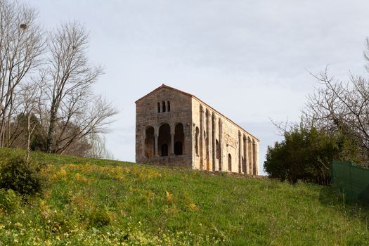 Oviedo, Spain - 11 December 2018: Church of St Mary at Mount Naranco