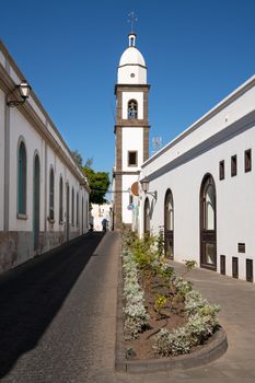 Outdoor image of an old church, Iglesia de San Gines of Arrecife, Lanzarote, Spain