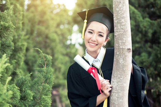 Happy graduated student girl, congratulations - graduate education success - concept education.