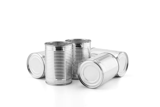 metal cans isolated on a white background - clipping part.