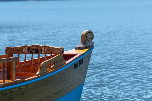 detail of a boat in the water lake