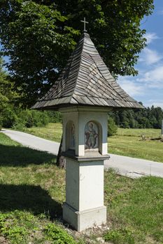 a typical ancient religious icon in the countryside in Slovenia