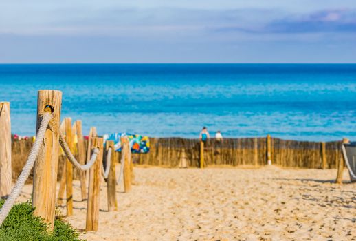 View of sand beach Cala Agulla in Cala Ratjada on Mallorca, Spain Mediterranean Sea