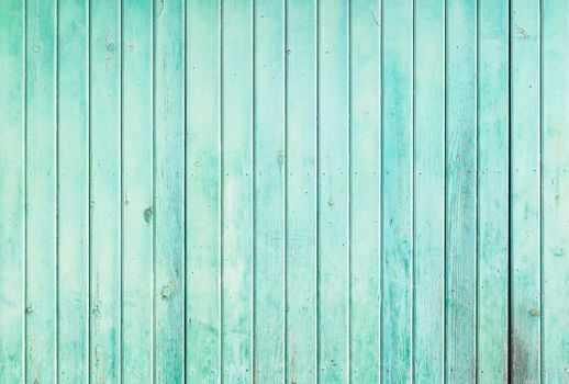 Rustic aqua painted wooden planks background texture with copy space