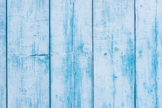 Blue painted wooden planks background texture with copy space