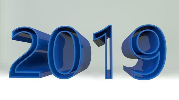 New year 2019 text (isolated on white background). 3d rendered illustration