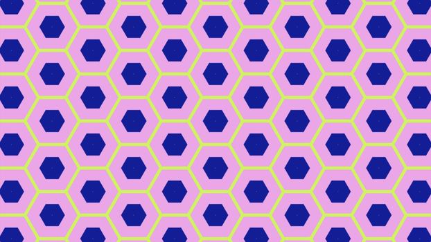Illustration abstract of colorful hexagon of same color and different surrounding rings. Abstract hexagon background. 