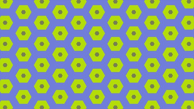 Illustration abstract of colorful hexagon of same color and different surrounding rings. Abstract hexagon background. 