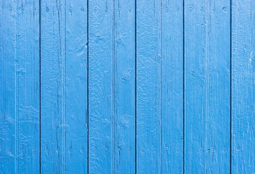 Blue colored wooden planks background texture with copy space