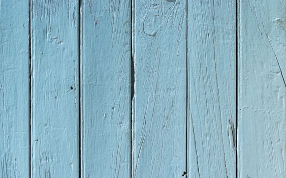 Blue painted wooden planks background texture with copy space
