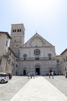 assisi,italy july 11 2020 :cathedral of san rufino near square of common