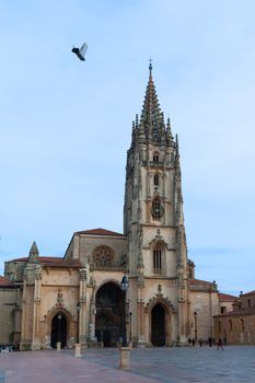 Oviedo, Spain - 11 December 2018: The Metropolitan Cathedral Basilica of the Holy Saviour or Cathedral of San Salvador