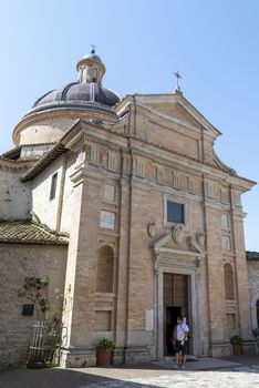 assisi,italy july 11 2020 :church new house of san francesco in the center of assisi