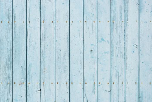 Blue painted wooden planks background texture with copy space