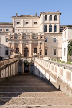 Palazzo Barberini ancient palace, a papal residence of the Baroque period, famous for false perspective windows, ceiling painted by Cortona and helicoidal staircases by Bernini, in Rome, Italy