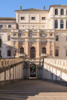 Palazzo Barberini ancient palace, a papal residence of the Baroque period, famous for false perspective windows, ceiling painted by Cortona and helicoidal staircases by Bernini, in Rome, Italy