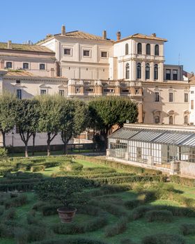 Palazzo Barberini ancient palace, a papal residence of the Baroque period, famous for false perspective windows, ceiling painted by Cortona and helicoidal staircases by Bernini, in Rome, Italy