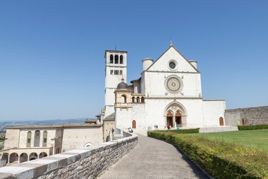 assisi,italy july 11 2020 :basilica of san francesco of assisi