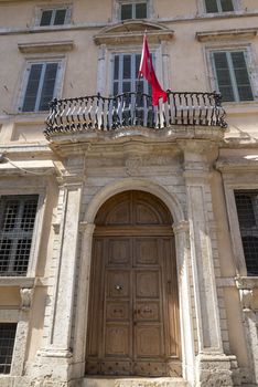 assisi,italy july 11 2020 :architecture of streets and buildings in the historic center of assisi