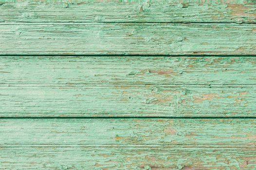 Vintage green colored wooden planks background texture with copy space