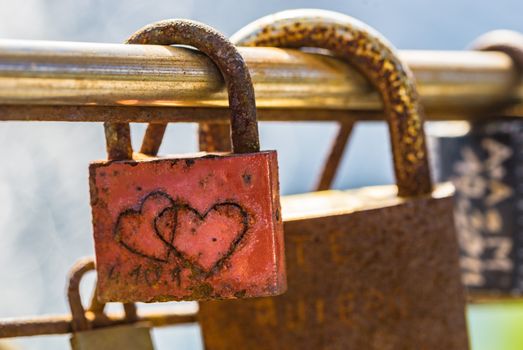 Love locks, romantic symbol for long life in marriage and love 