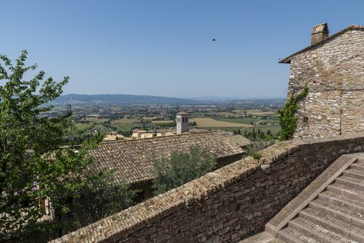assisi,italy july 11 2020 :landscape seen from the town of assisi
