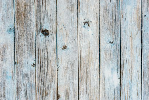 Old blue painted wooden planks background texture with copy space
