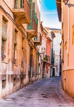 Street at the old town of Palma de Mallorca, Spain
