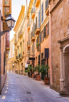 Street at the old town of Palma de Mallorca, Spain Balearic Islands