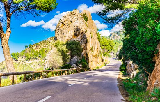 Beautiful road in Sierra de Tramuntana mountains on Mallorca island, Spain