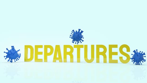 The Departures yellow text and virus 3d rendering.
