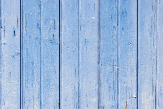 Blue painted wooden planks background texture with copy space