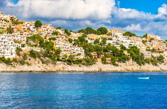 Coast view of Cala Fornells on Mallorca island, Spain Mediterranean sea