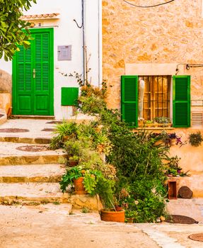 Traditional house in the old village of Banyalbufar on Mallorca, Spain Balearic islands