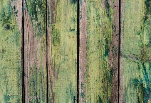 Vintage green wooden boards background texture with copy space